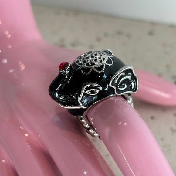 Black Elephant Ring with Stretch Comfort Band - Picture 4 of 9